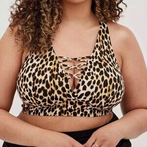 Torrid Wireless XO Triangle Swim Top Bikini Leopard Animal Cheetah Plus 2X $75
